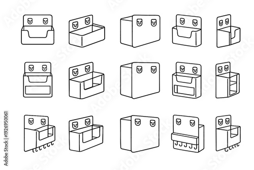 Fridge magnetic mount structured refrigerator rear organizer kitchen modern storage minimalist vector