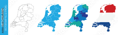 Netherlands map showing regional divisions and national flag colors