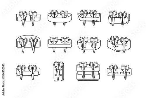 Clean rack outline material friendly plastic icon lightweight vector matte scissors eco