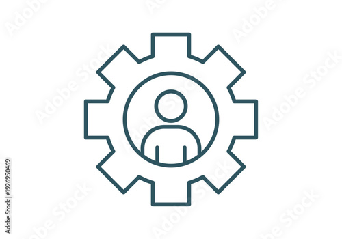 Icono de engranaje con perfil de usuario en su interior para ajustes de cuenta