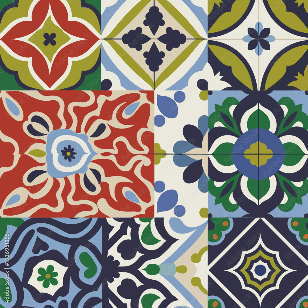 Fototapeta premium vector illustration hires Collection of High-Resolution Abstract Seamless ornament Patterns with Diverse Designs and Textures