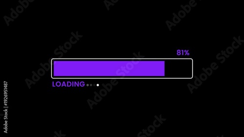 Loading bar animation. Loading progress bar animation from 0 to 100. Abstract loading icon animation. Loading bar and percentage progress loading bar 0-100 percent animation. 
