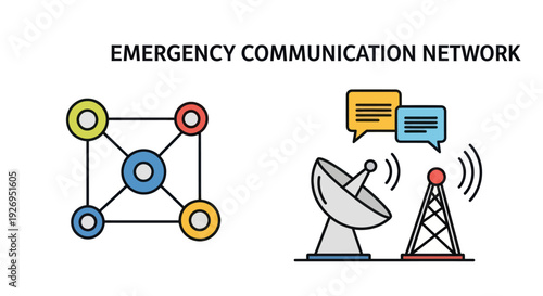 Emergency Communication Network Satellite Tower Diagram.