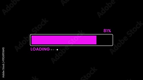Loading bar animation. Loading progress bar animation from 0 to 100. Abstract loading icon animation. Loading bar and percentage progress loading bar 0-100 percent animation. 