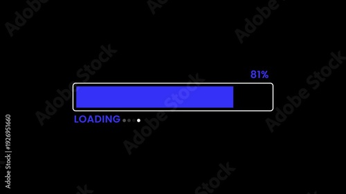 Loading bar animation. Loading progress bar animation from 0 to 100. Abstract loading icon animation. Loading bar and percentage progress loading bar 0-100 percent animation. 
