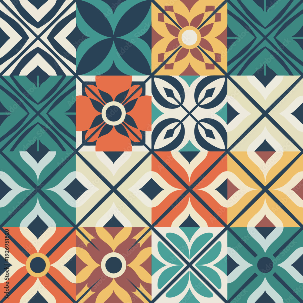 Fototapeta premium vector illustration hires Collection of High-Resolution Abstract Seamless ornament Patterns with Diverse Designs and Textures