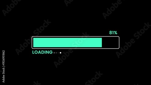 Loading bar animation. Loading progress bar animation from 0 to 100. Abstract loading icon animation. Loading bar and percentage progress loading bar 0-100 percent animation. 