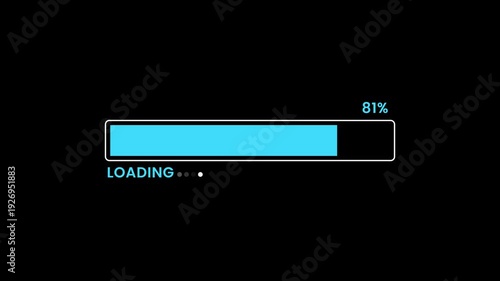 Loading bar animation. Loading progress bar animation from 0 to 100. Abstract loading icon animation. Loading bar and percentage progress loading bar 0-100 percent animation. 