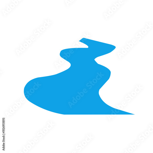 Meandrous river beds in perspective, wobbling river, bending stream or creek, various rivers vector illustration