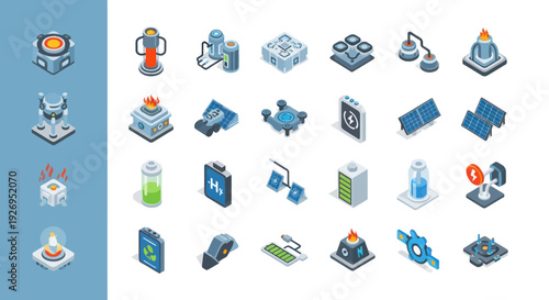 Collection of Various 3D Office Icons and Symbols.