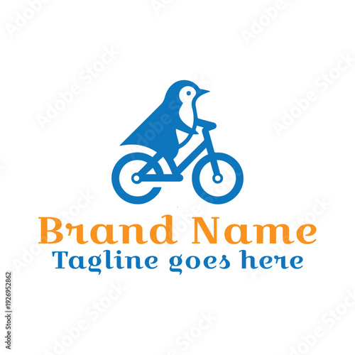 Bike Rider Penguin Logo. Vector EPS file. CMYK color mode. Editable color. Easy to download.