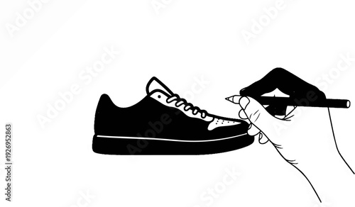 Hand drawing a shoe