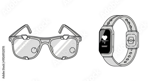 Smart Glasses and Watch Illustration Details.