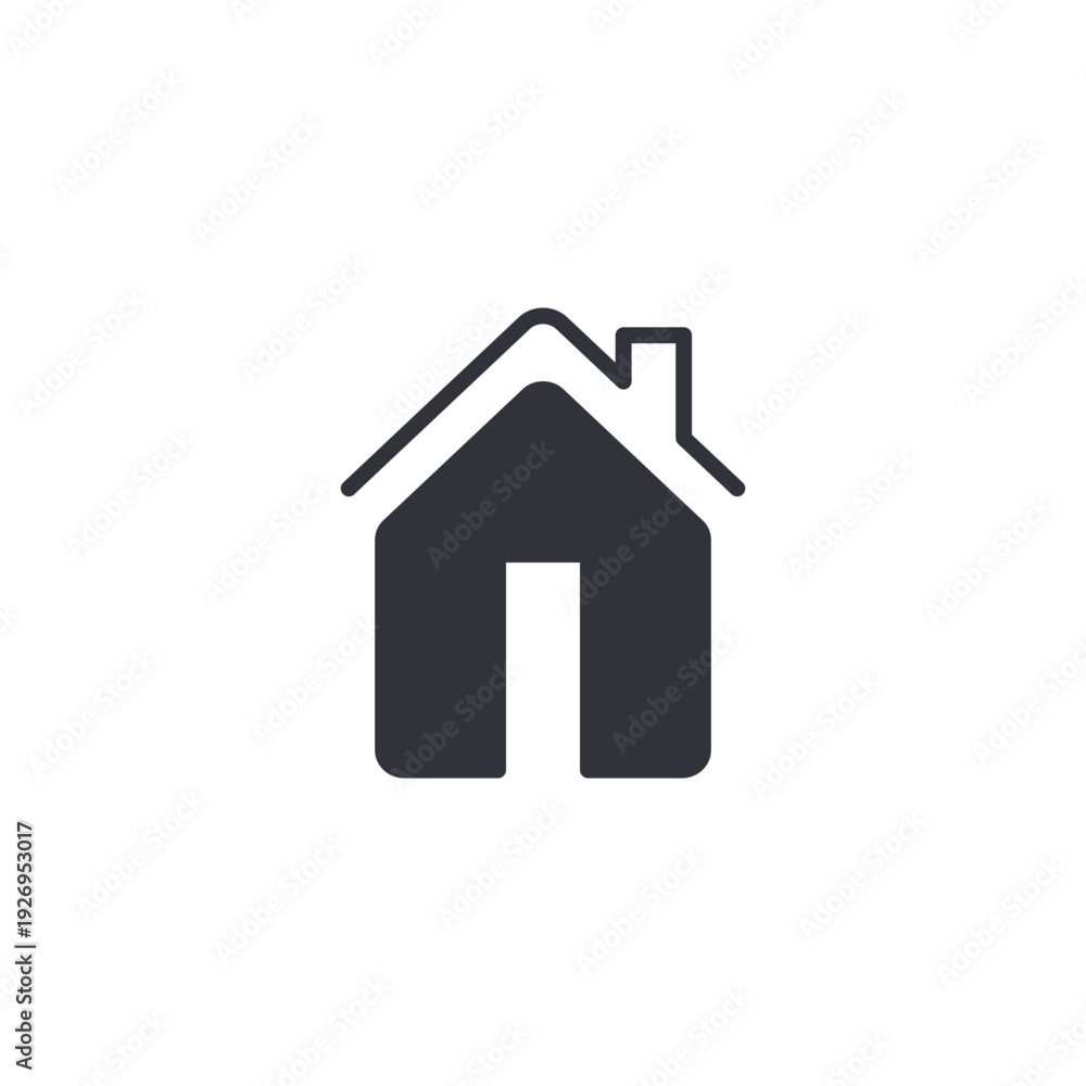 Fototapeta premium House with chimney and curved roof icon representing cozy residence, domestic comfort, and family lifestyle.