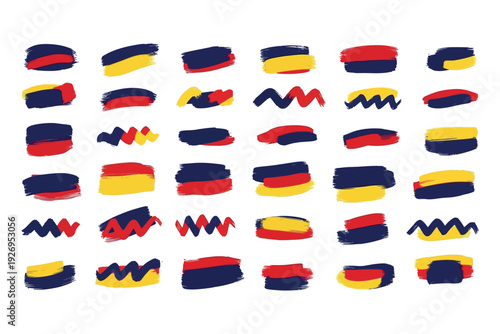 Collection of 36 abstract brushstroke flags with german color scheme