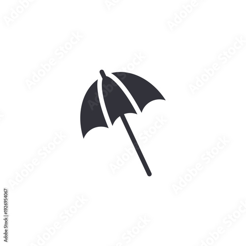 Beach umbrella icon symbolizing poolside relaxation, summer vacation, seaside leisure, and outdoor swimming activity.