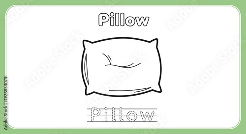 Pillow outline coloring page for kids, bedroom decor