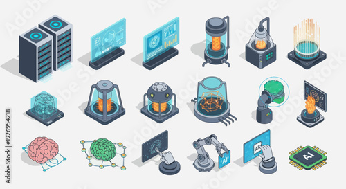 Various Computer and Laboratory Equipment Icons.
