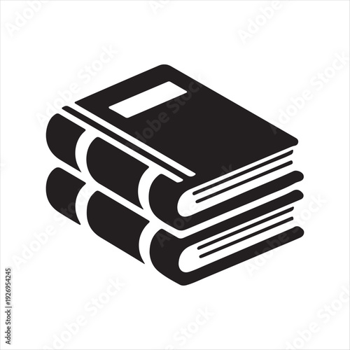 Pair of linked textbooks vector silhouette outline logo design concept illustration