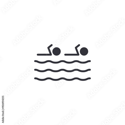 Two swimmers racing icon symbolizing competition, aquatic championship, synchronized movement, and sport rivalry concept.