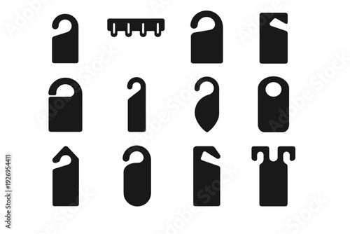 Simple icon forms generation collection geometric geometry set hanger image door vector