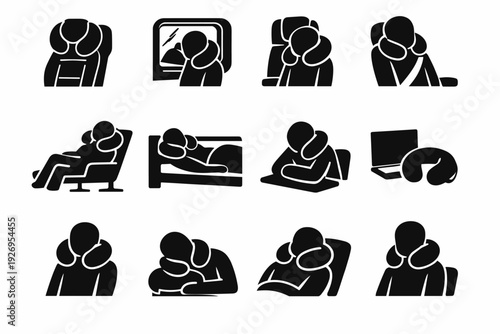 Rest image lounge vector overnight generation solid tool silhouette icon bus simple