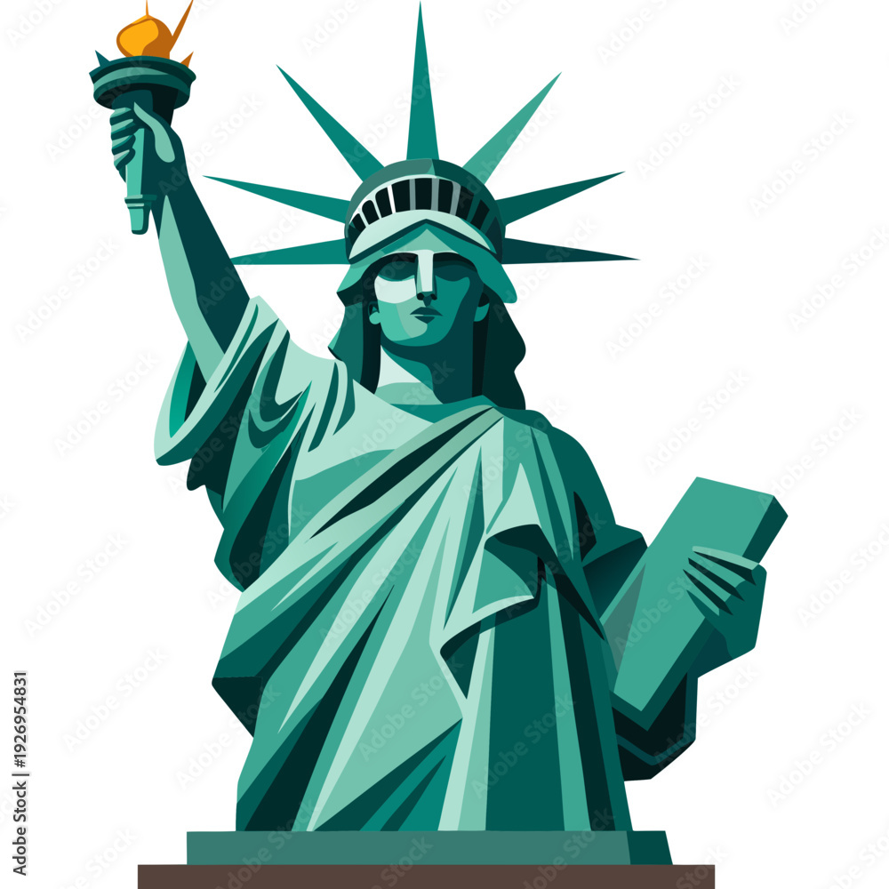 Obraz premium Statue of Liberty standing tall with torch and tablet in hand