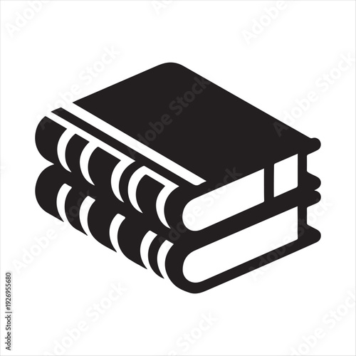 Pair of linked textbooks vector silhouette outline logo design concept illustration