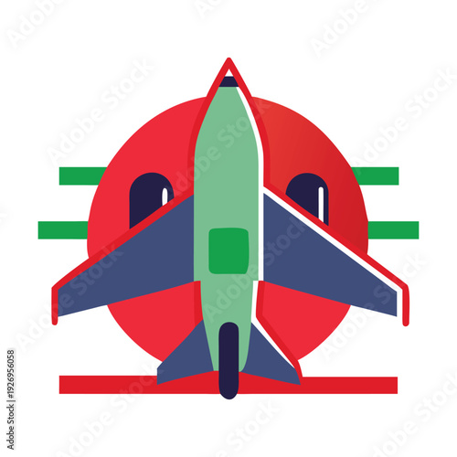 A futuristic jet airplane with a rocket booster in a targeting crosshair.

