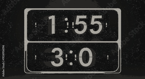 Retro digital timer displaying 1 55 and 3 00 in bold white numerals on a sleek black background with a minimalistic frame