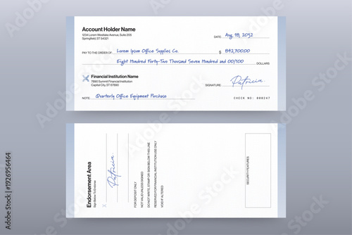 Blank Check Template for Business Cheque, Payment Slip & Voucher Layouts