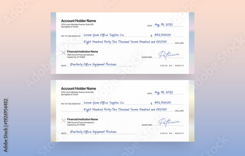 Blank Check Template for Business Cheque, Payment Slip & Voucher Layouts