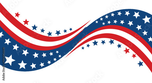 Patriotic wave background with stars