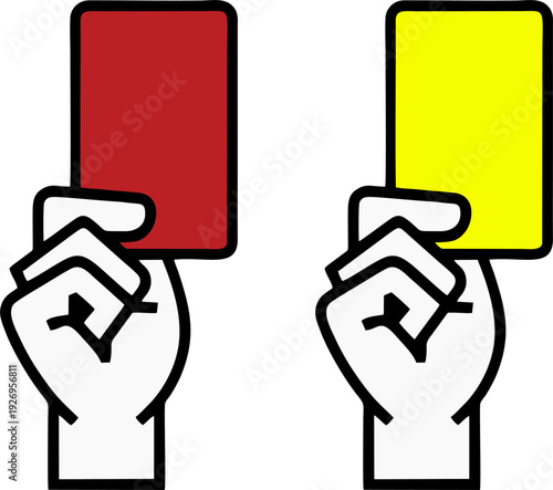 Soccer Referee Hand Holding Red and Yellow Cards