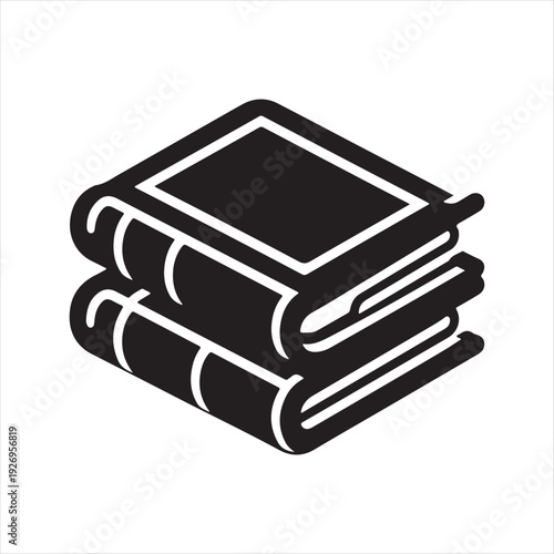 Pair of linked textbooks vector silhouette outline logo design concept illustration