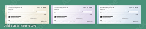 Blank Check Template, Business Bank Cheque Layout for Payments 