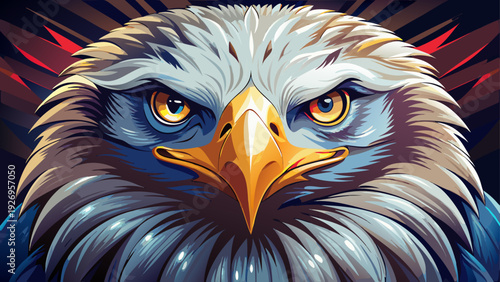 Very beautiful close-up portrait of a fierce eagle with sharp beak and piercing eyes, representing vision, dominance, freedom, and supreme power in an elegant wildlife composition.