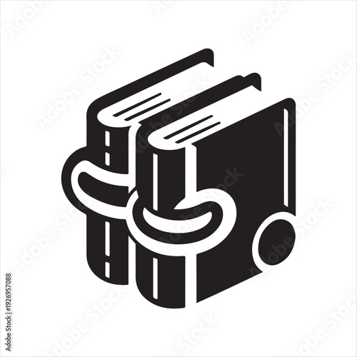 Pair of linked textbooks vector silhouette outline logo design concept illustration