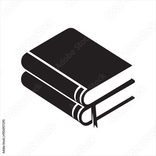 Pair of linked textbooks vector silhouette outline logo design concept illustration