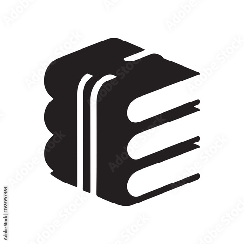 Pair of linked textbooks vector silhouette outline logo design concept illustration