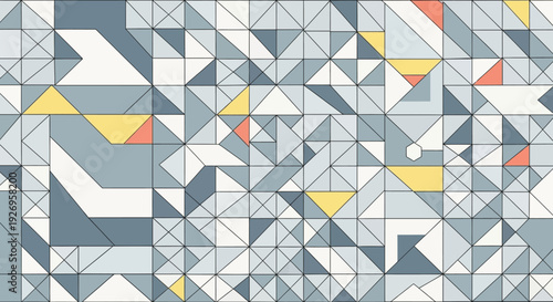 Geometric pattern with triangles in various colors and shades.