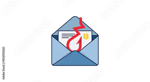 An opened blue envelope contains papers and a dollar sign depicted as a flat colorful silhouette high quality professional detailed modern