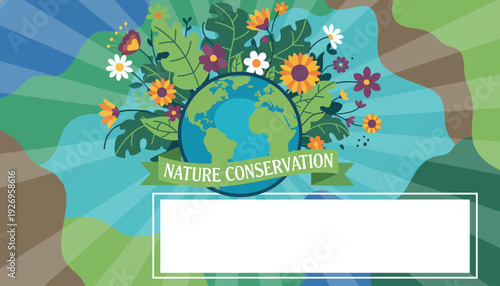 Vibrant global ecosystem illustration symbolizing environmental care and a flourishing planet, perfect for ecological awareness campaigns and Earth Day celebrations