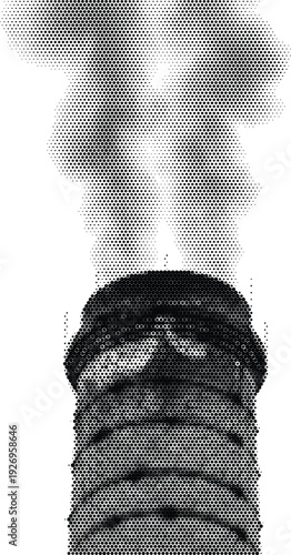 chimney halftone design element monochrome halftone stipple layout banner exhaust