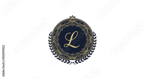 Luxury Elegant Monogram Emblem with Laurel Wreath Design.
