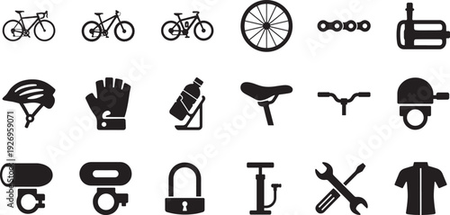 Modern cycling icon set. Editable vector EPS for bike sport, transport, and fitness design.