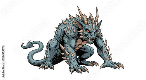 Fantasy creature with dragon-like features and sharp claws.