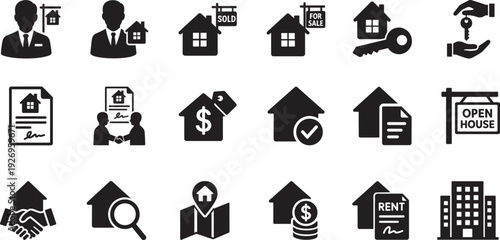 Realtor icon set. Editable EPS vector for real estate, property, home sale, and housing business.