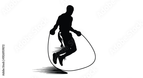Boxer skipping rope silhouette. Dynamic motion effect and athletic training. Fitness, strength, and conditioning concept.
