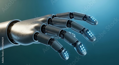 Highly Detailed Futuristic Robotic Hand with Advanced Finger Joints Displayed